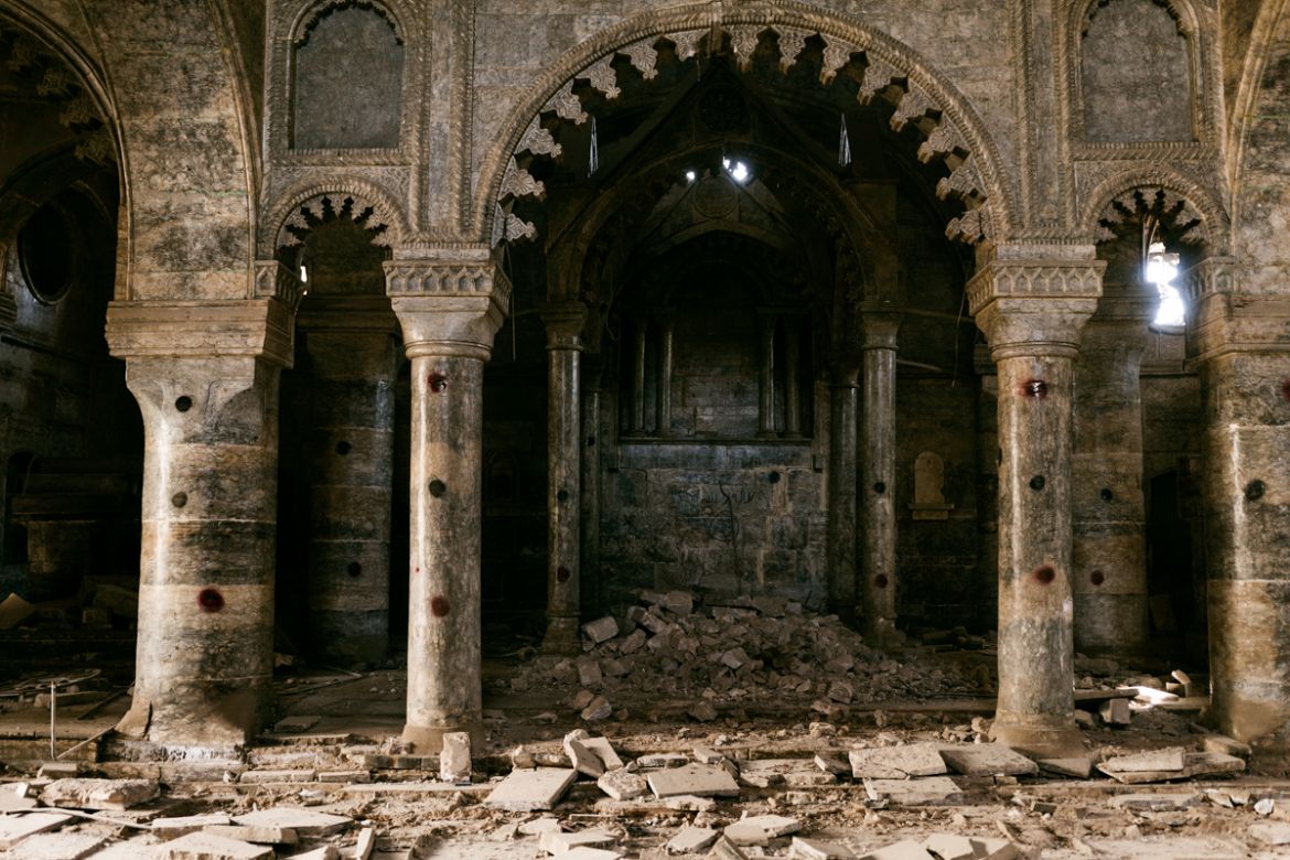 This used to be a Church in Mosul old city. When Daesh arrived they vandalised it and used as a prison.