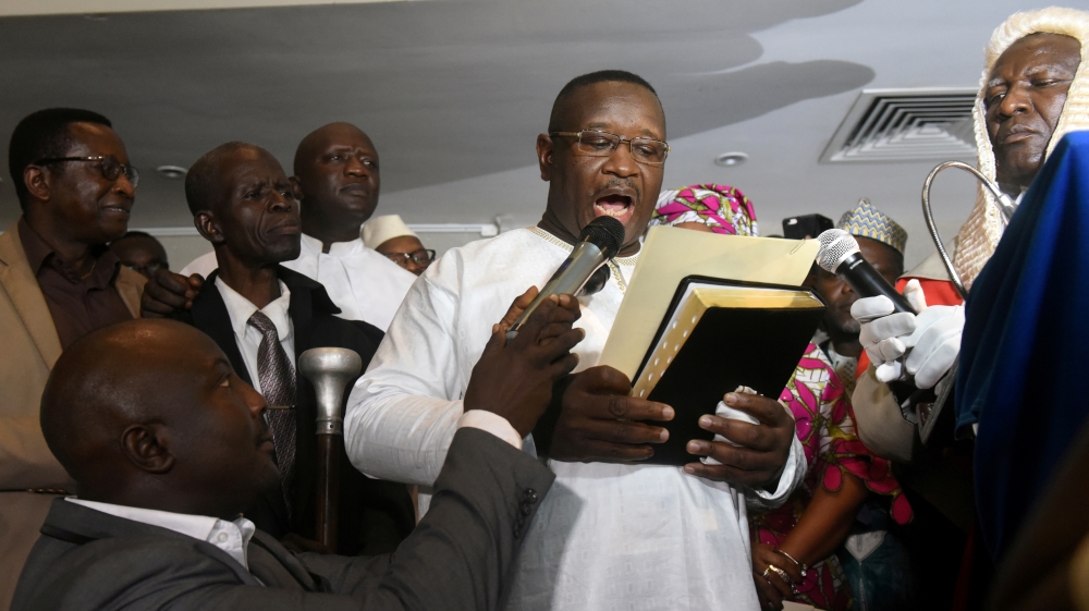Julius Maada Bio pledged to govern for all Sierra Leoneans at his swearing ceremony [Olivia Acland/Reuters]