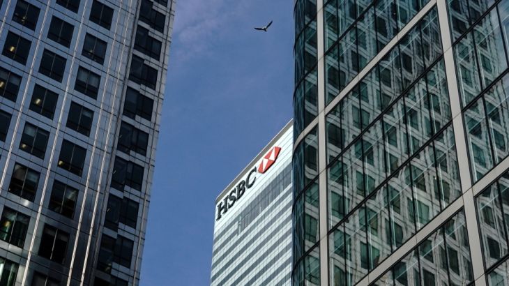 The HSBC bank is seen in the financial district of Canary Wharf
