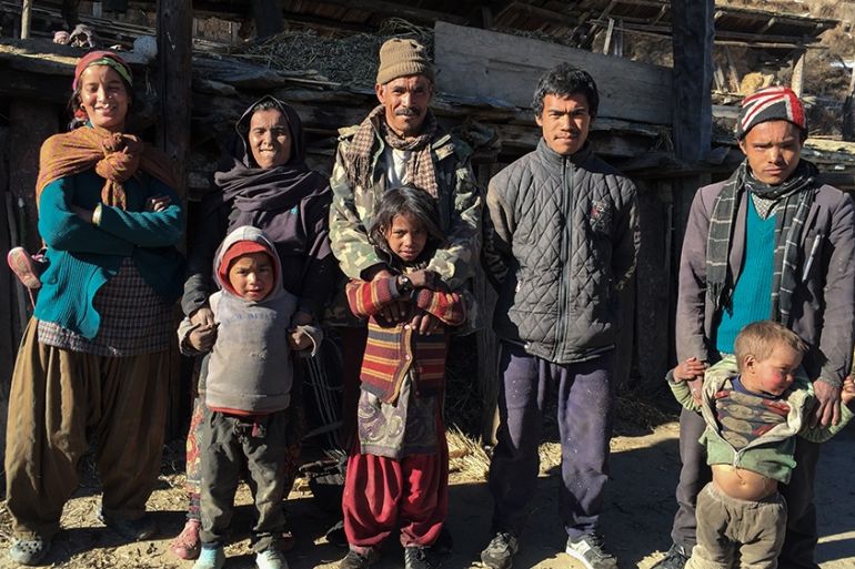 Gagan Bahdur and his family [Subina Shrestha/Al Jazeera]