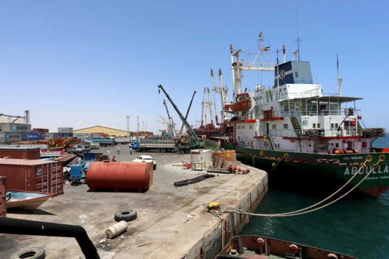 A ship is docked at the Berbera port in Somalia