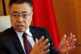 Zhang, Chinese Ambassador to the WTO attends an interview with Reuters in Geneva