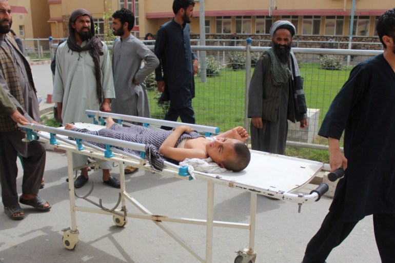 An Afghan child receives treatment at a hospital after Monday''s airstrike in Kunduz province, Afghanistan