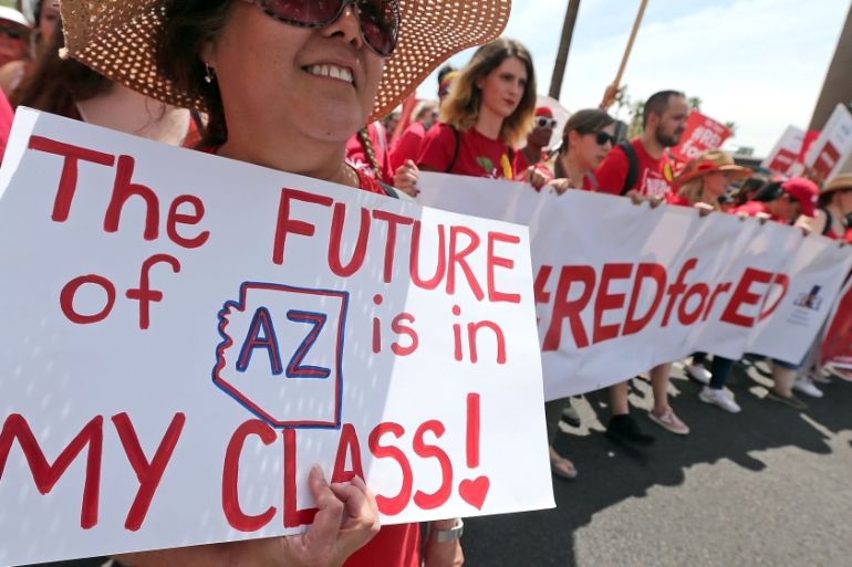 Arizona Teachers Go On Strike And March To State Capitol