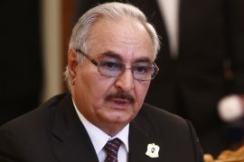 General Haftar, commander in the Libyan National Army, attends a meeting with Russian Foreign Minister Lavrov in Moscow