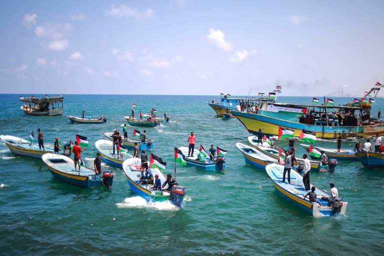 Gaza flotilla and supporting boats