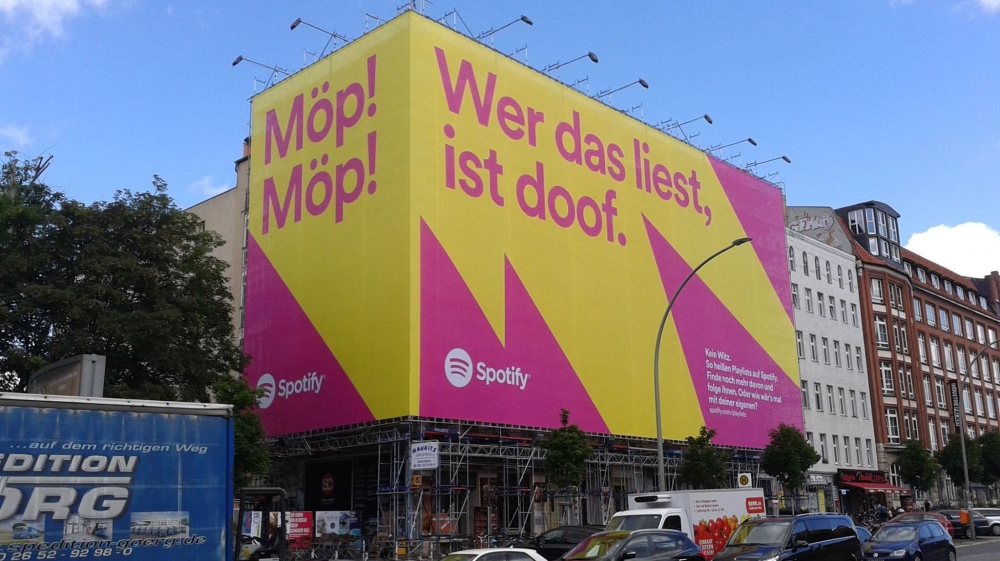 Campaigners are calling for an end to commercial advertising in public spaces, like this one by music streaming site Spotify [Berlin Werbefrei/Al Jazeera]