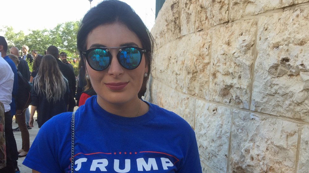 Laura Loomer, 24, a Jewish American who lives in New York, came to Jerusalem to celebrate the embassy move [Linah Alsaafin/Al Jazeera]