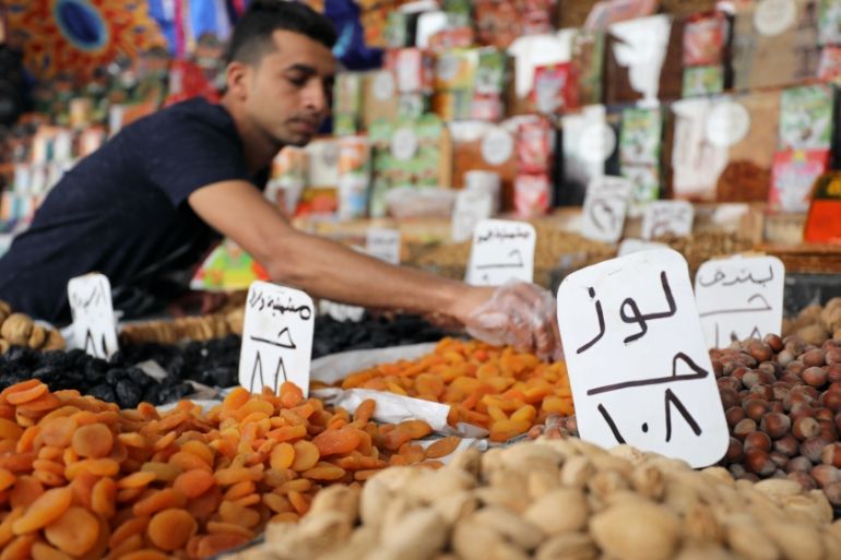 Nuts are sold at a market, ahead of the Muslim fasting month of Ramadan in Cairo