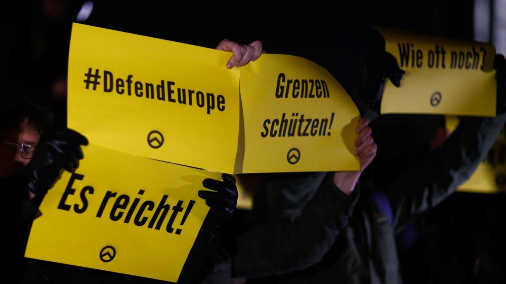 Identitarian Movement members stage high-profile direct actions against immigration [Hannibal Hanschke/Reuters]