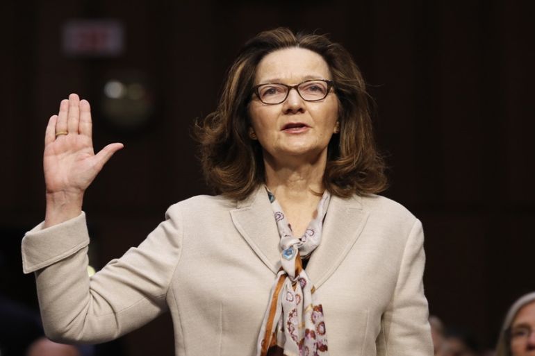 CIA nominee Gina Haspel is sworn in during a confirmation hearing of the Senate Intelligence Committee on Capitol Hill, Wednesday, May 9, 2018 in Washington [Alex Brandon/AP]