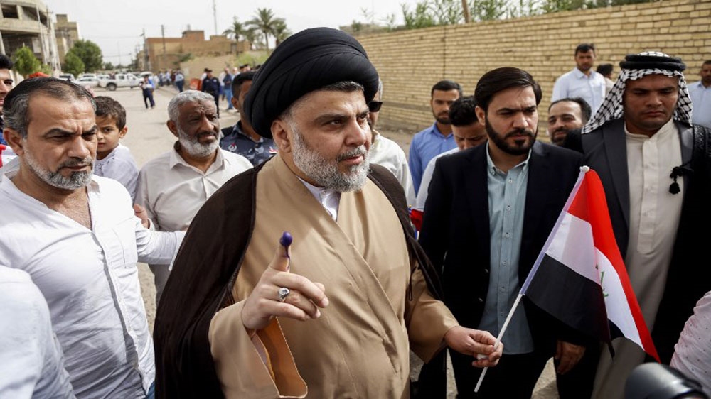 Iraqi Shia religious leader Muqtada al-Sadr heads the Sairoon Coalition and has led uprisings against US troops in Iraq [AFP]