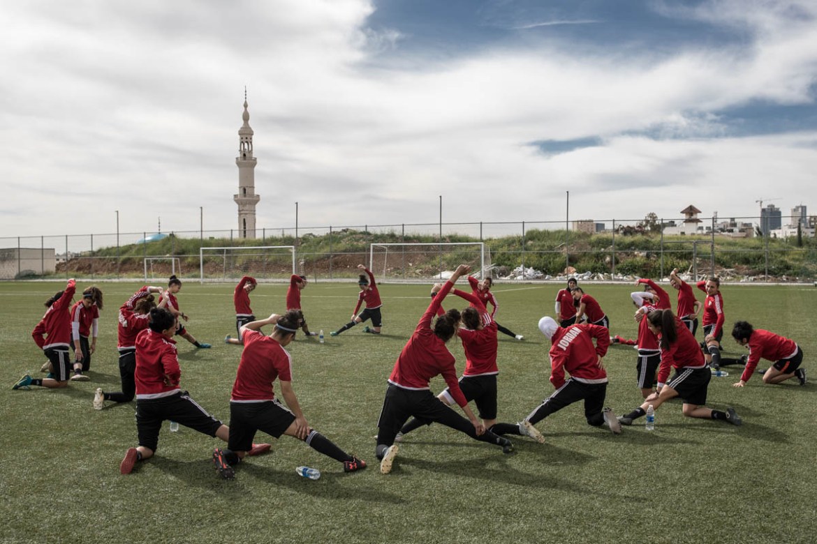 The team during a recovery session after a test match against Jordan’s U-15 the night before. There were many challenges to overcome for the women who were serious about football. “People were asking