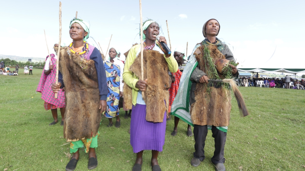 Ogiek women performed traditional dances to celebrate Ogiek Day [Moraa Obiria/ Al Jazeera]  