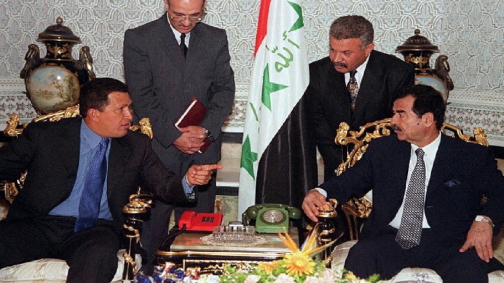 Hugo Chavez, left, was the only head of state to visit Iraq between 1991 and 2003 [AFP via Getty Images]