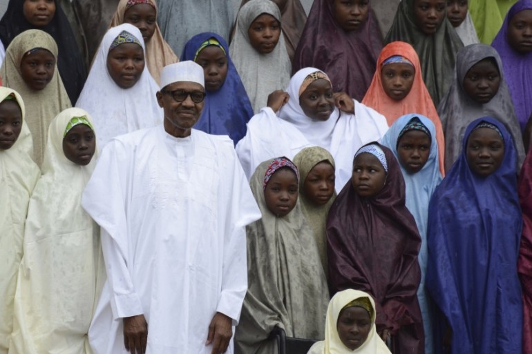 Boko Haram - abducted girls with Buhari AP