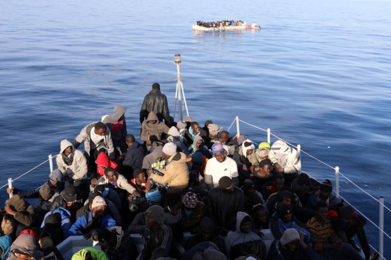 Migrants are seen as they are rescued by Libyan coast guards in the Mediterranean Sea off the coast of Libya, January 15, 2018. Picture taken January 15, 2018. [Hani Amara/Reuters]