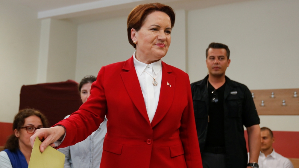 Meral Aksener, leader of the Iyi (Good) Party, is the only female presidential candidate running the June 24 election [Reuters]