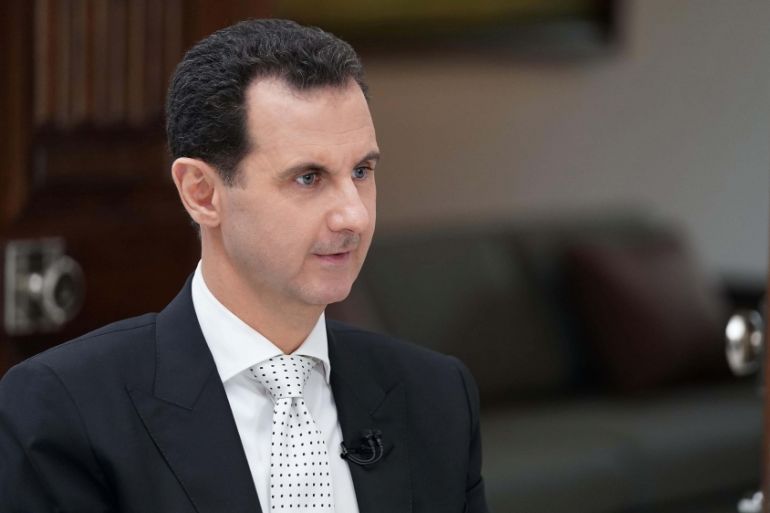Syria''s President Bashar al Assad attends an interview with a Greek newspaper in Damascus