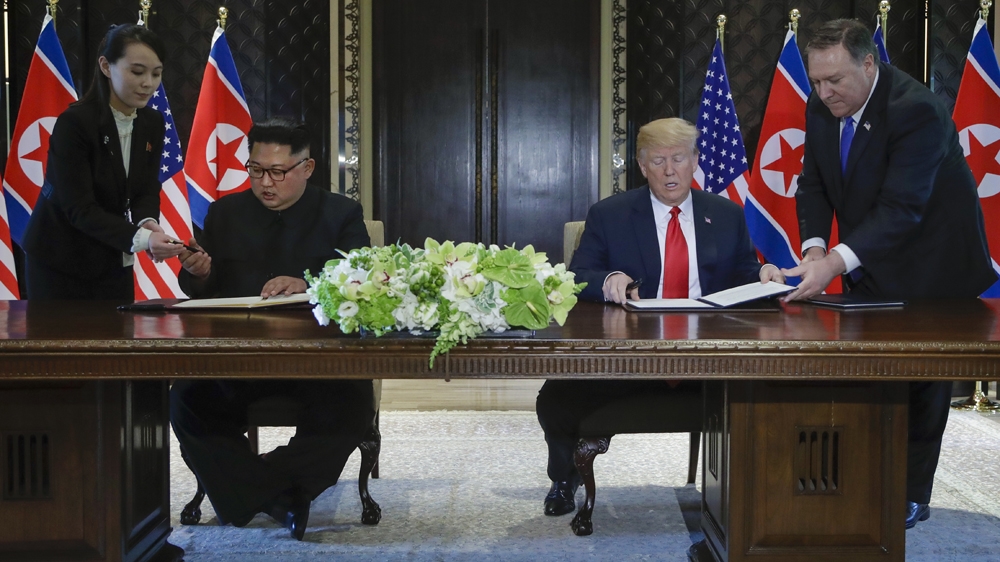 Kim and Trump signed a 'historic', 'pretty comprehensive' document after meeting [Evan Vucci/The Associated Press]