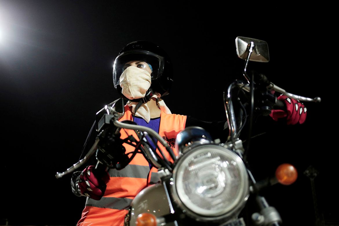 Maha Mohammed poses for a photograph on a motorbike as she learns how to ride, at the Bikers Skills institute in Riyadh, Saudi Arabia on June 23, 2018. As the kingdom prepares to lift a ban on women d
