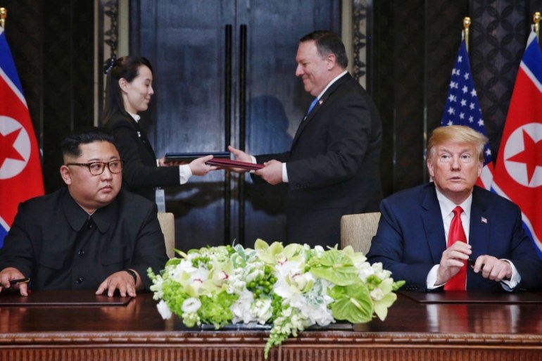 U.S. President Trump meets North Korean Leader Kim Jong-un In Singapore