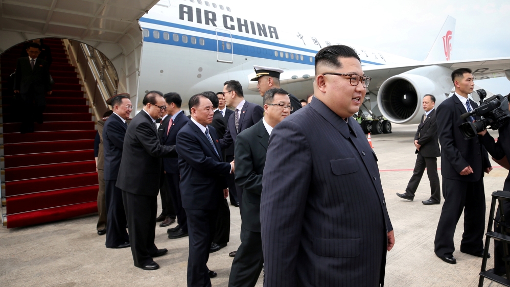 Kim touched down in an Air China 747 [Singapore's Ministry of Communications and Information/Reuters]