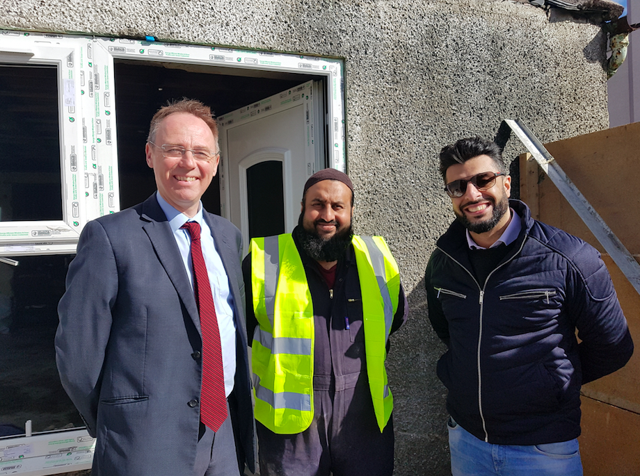 MSP for the Western Isles, Alasdair Allan, left, at the Stornoway mosque alongside local Muslim Mohammed Ahmed, centre, and Aihtsham Rashid, right [Courtesy: Office of Alasdair Allen]