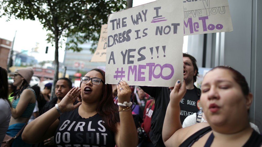 People participate in a protest march for survivors of sexual assault and their supporters in Hollywood [File: Lucy Nicholson/Reuters] 