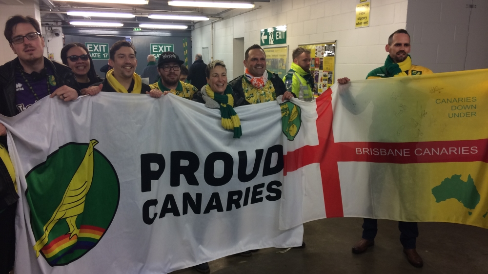 Di Cunningham is part of the Proud Canaries, an LGBT fan group supporting Norwich City Football Club [Di Cunningham]