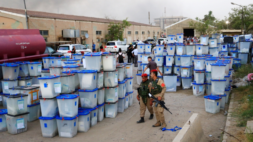 Ballot boxes are seen after a fire at a storage site in Baghdad, housing the boxes from Iraq''s May parliamentary election
