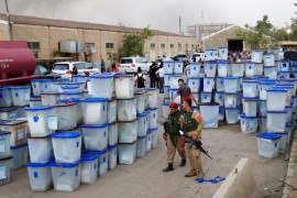 Ballot boxes are seen after a fire at a storage site in Baghdad, housing the boxes from Iraq''s May parliamentary election