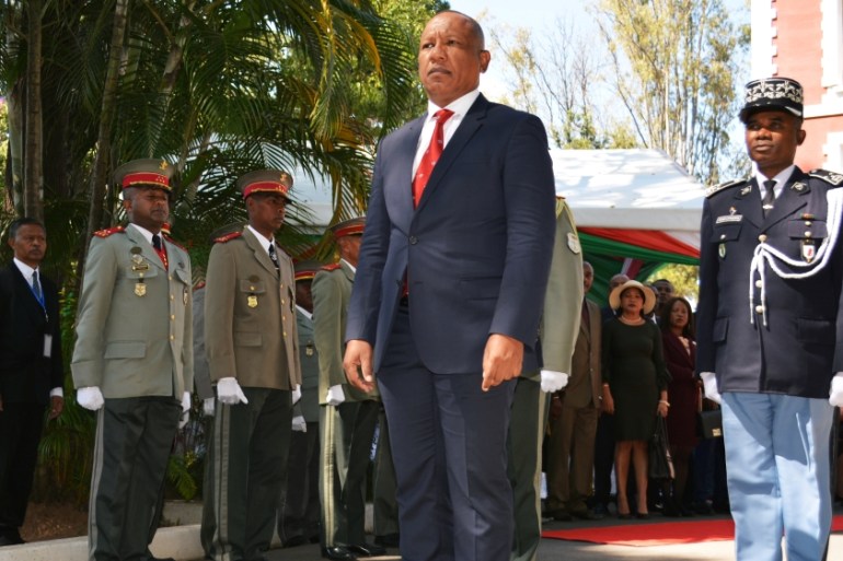 Madagascar''s newly appointed Prime Minister Christian Ntsay attends his handover ceremony from outgoing Prime Minister Olivier Mahafaly in Antananarivo