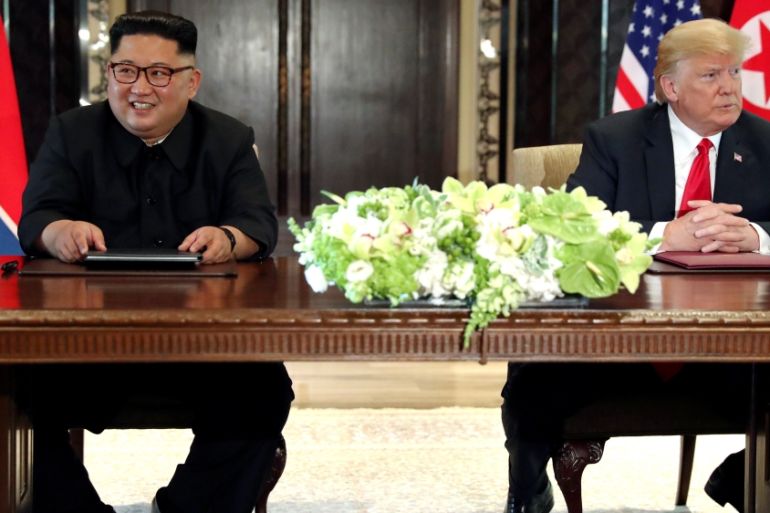 U.S. President Trump and North Korea''s Kim hold a signing ceremony at the conclusion of their summit in Singapore