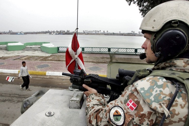 File photo shows Danish troops patrolling in southern Iraq
