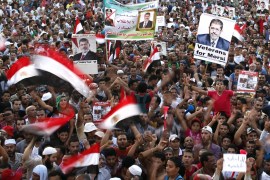Members of the Muslim Brotherhood and supporters of deposed Egyptian President Mohamed Mursi chant slogans at Rabaa Adawiya Square east of Cairo August 11, 2013