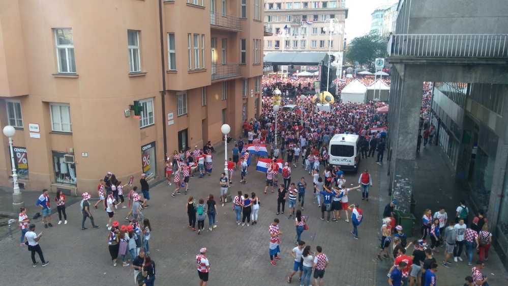 Fans started gathering in Zagreb city centre from well before noon [Jelena Prtoric/Al Jazeera]