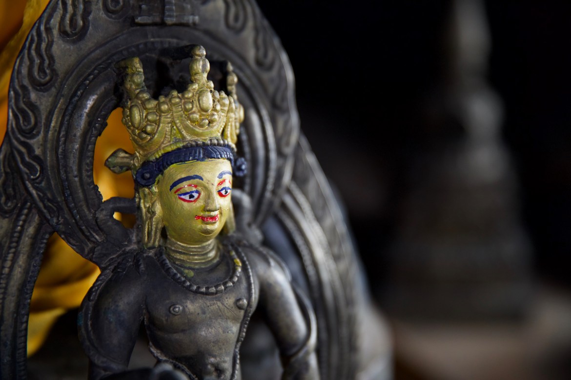 16. In a bid to deter thieves, monks in Nepal’s Namgyal Monastery paint over the faces of their Gods. Copper and bronze statues are highly sought after by international collectors, who at times employ