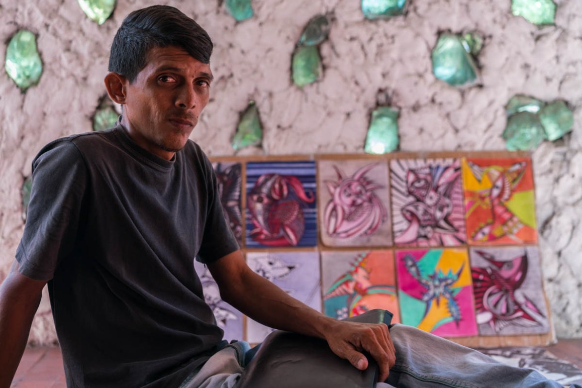 Josue* has been drawing for years – he has hundreds of drawings in his portfolio which he carries everywhere. He is Venezeulan and homeless. He sells his drawings on the streets to make money to survi