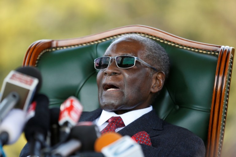 Zimbabwe''s former president Robert Mugabe holds a news conference at his private residence nicknamed, ÔBlue RoofÕ in Harare