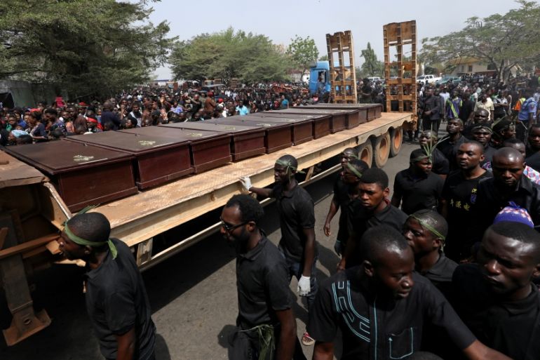 coffins of people killed by the Fulani herdsmen