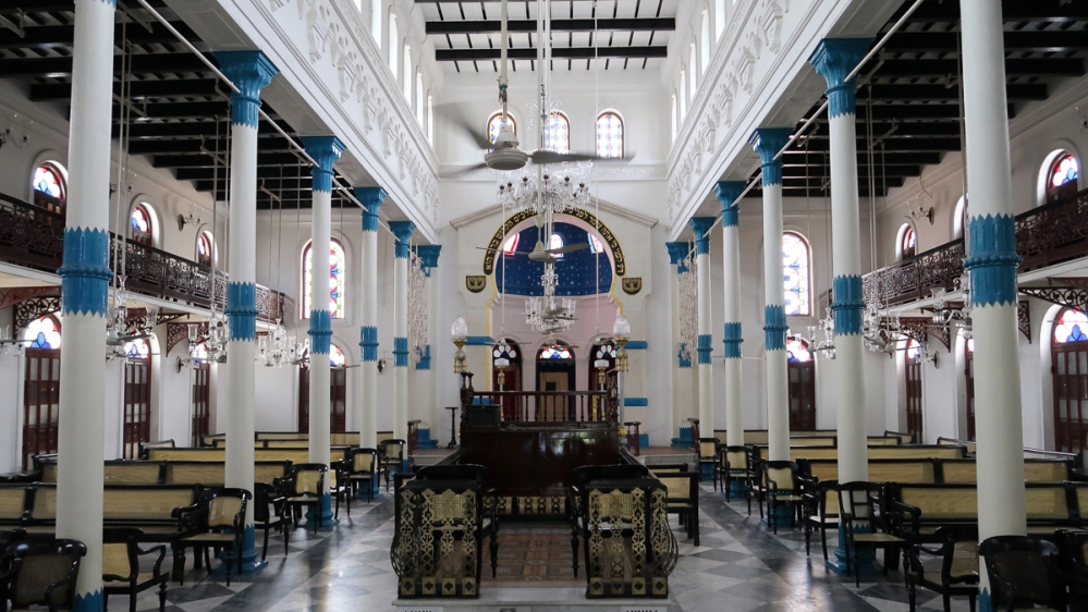 Inside the Beth El synagogue. The synagogues are artefacts now rather than active places of worship; the Jewish community in Kolkata is only 20 people strong [Jenny Gustafsson/Al Jazeera]
