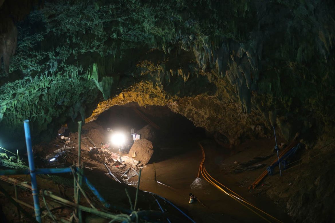 A cave complex is seen after 12 boys and their soccer coach went missing, in Mae Sai, Chiang Rai province, in northern Thailand, Wednesday, July 4, 2018. Rescuers found all 12 boys and their soccer co