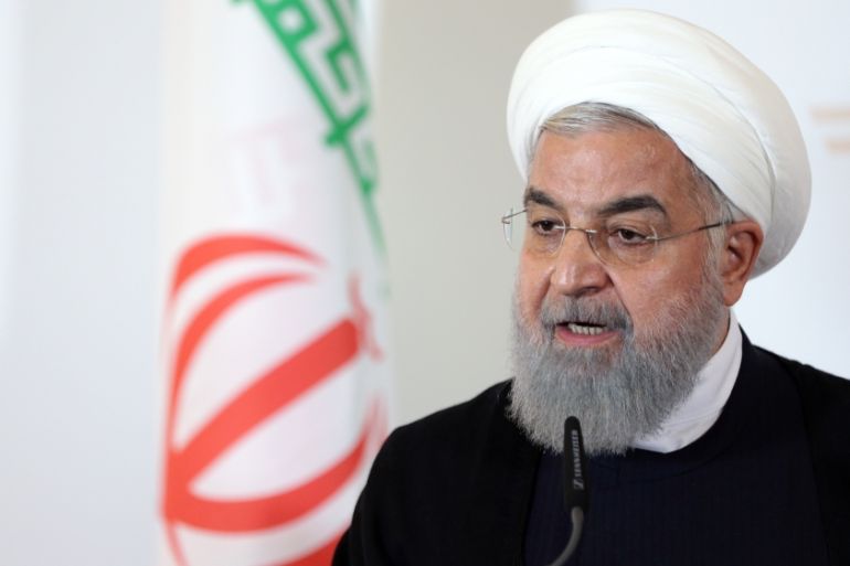 Iran''s President Hassan Rouhani attends a news conference at the Chancellery in Vienna