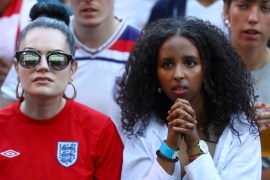 England fans watch Colombia vs England - Flat Iron Square, London, Britain - July 3, 2018 England fans react during the match REUTERS/Simon Dawson