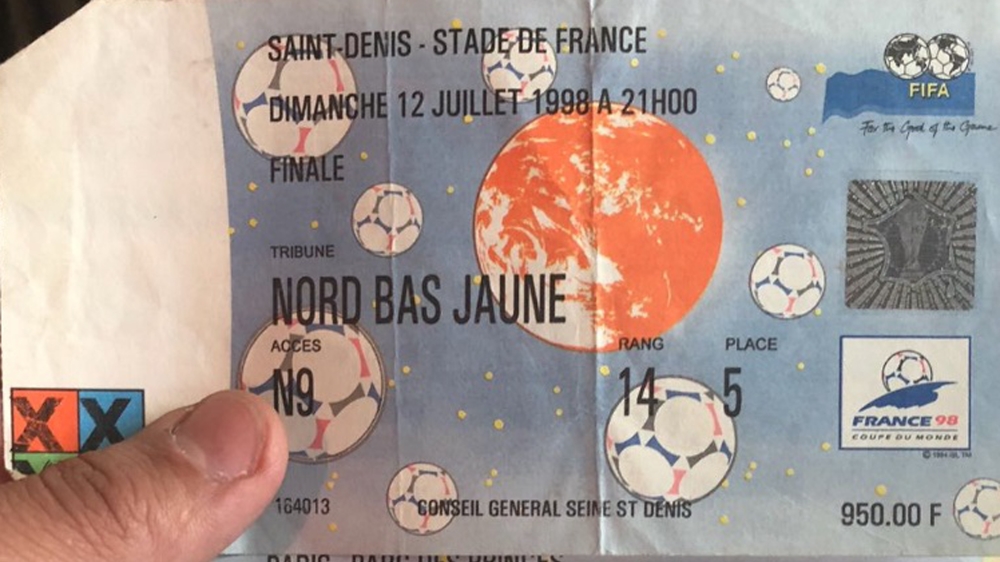 My ticket from the 1998 World Cup final between France and Brazil [Marwan Bishara]