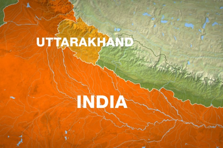 India map showing Uttarakhand.