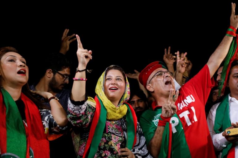 Supporters of cricket star-turned-politician Imran Khan celebrate