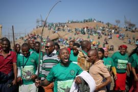 Miners and members of the Association of Mineworkers and Construction Union (AMCU)