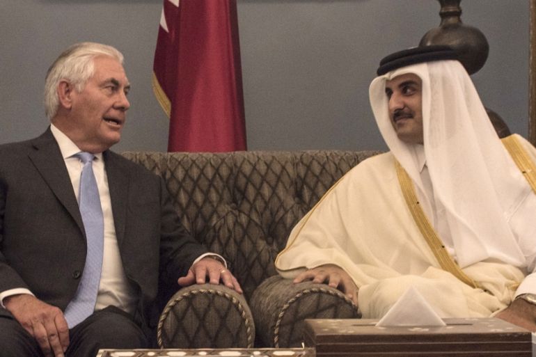 The Emir of Qatar, Sheikh Tamim Bin Hamad Al Thani and Rex Tillerson